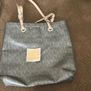 Michael Kors Gray Monogram Tote with Rope Handles